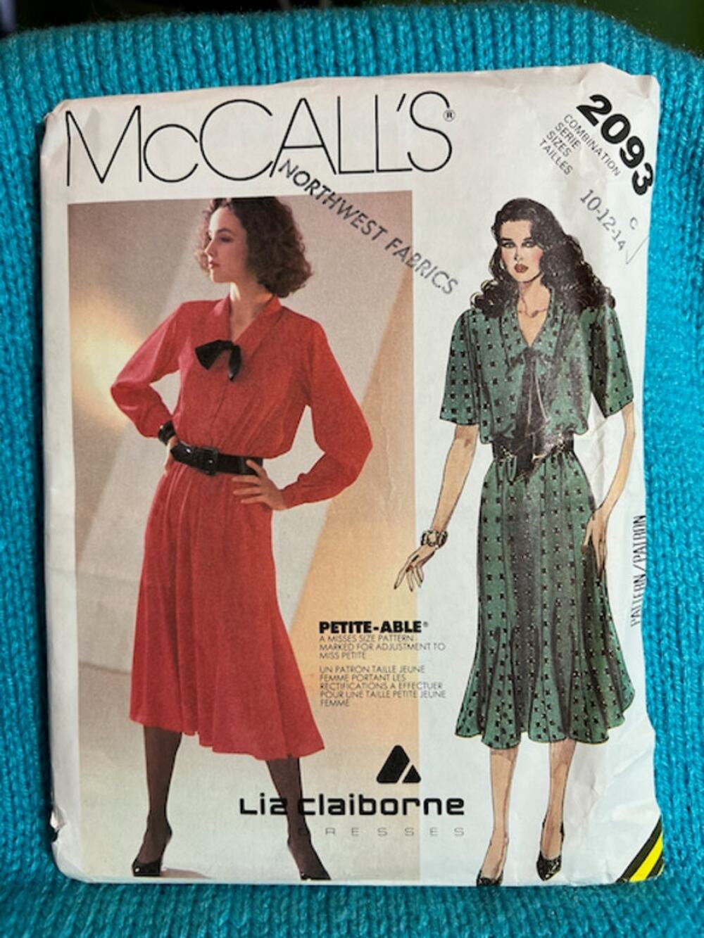 McCalls sewing pattern 2093 liz claiborne dress swing skirt